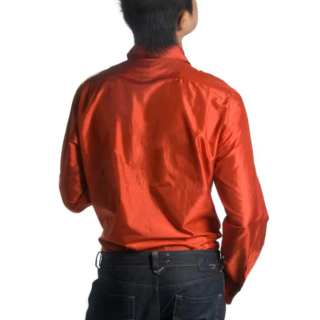 Indo French Cuff Red Men's Silk Shirt