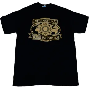 International Junglist Familly Black T-Shirt with Gold Print