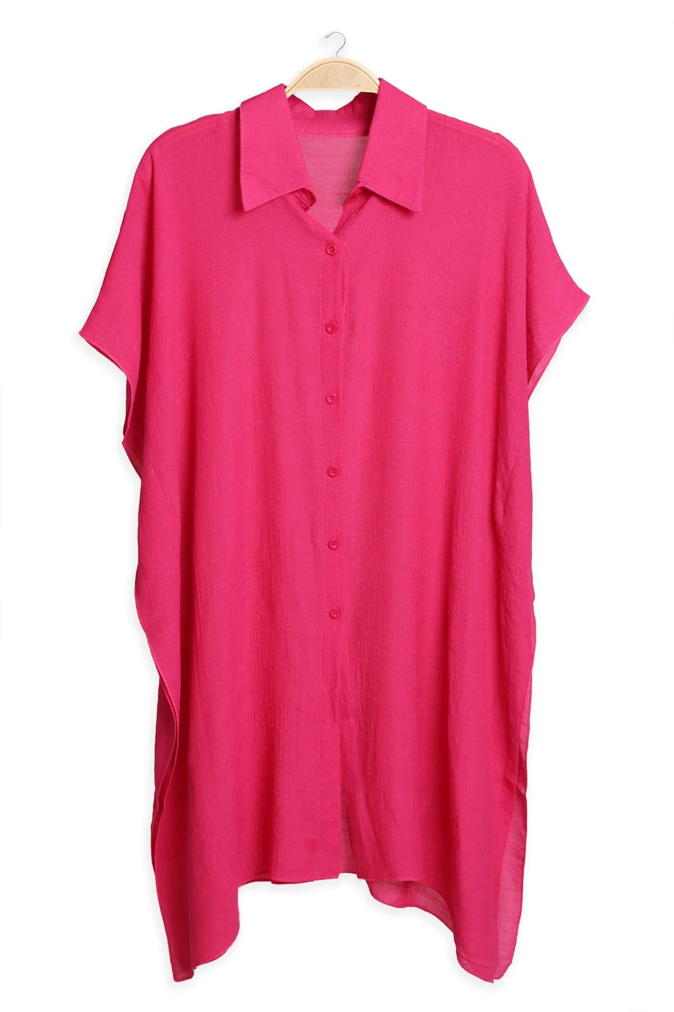 JP5009 Oversized Short Sleeve Button Up Shirt