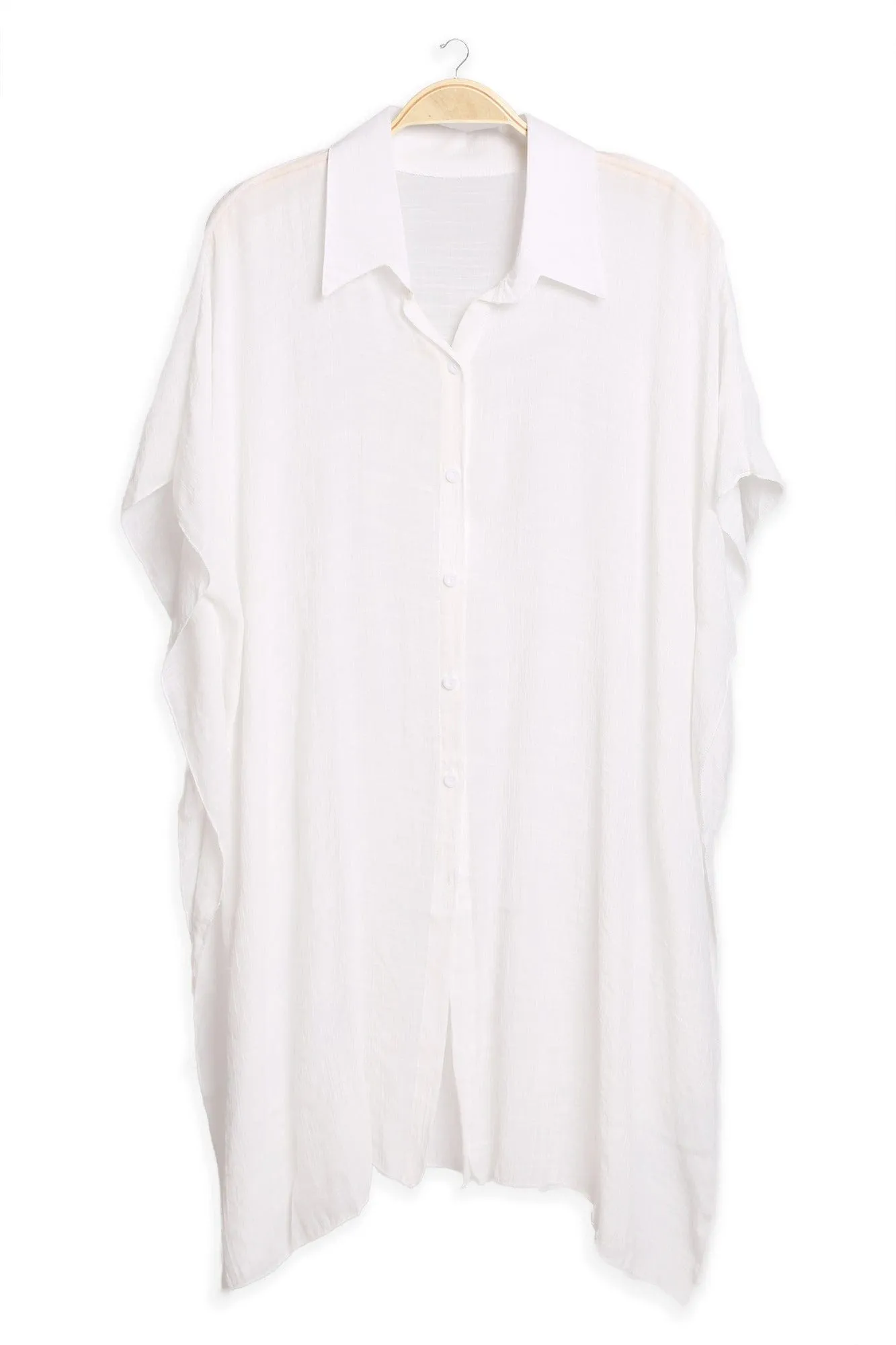 JP5009 Oversized Short Sleeve Button Up Shirt