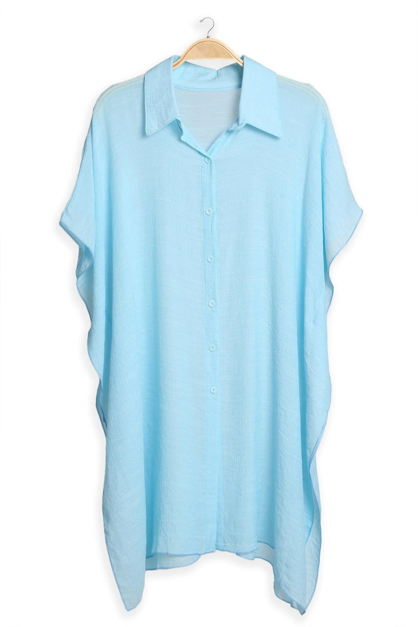 JP5009 Oversized Short Sleeve Button Up Shirt