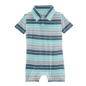 KicKee Pants Sport Stripe Polo Romper