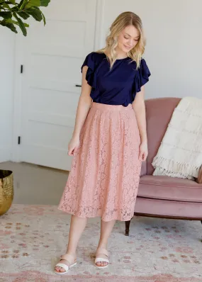 Lace Stretch Waist Midi Skirt - FINAL SALE