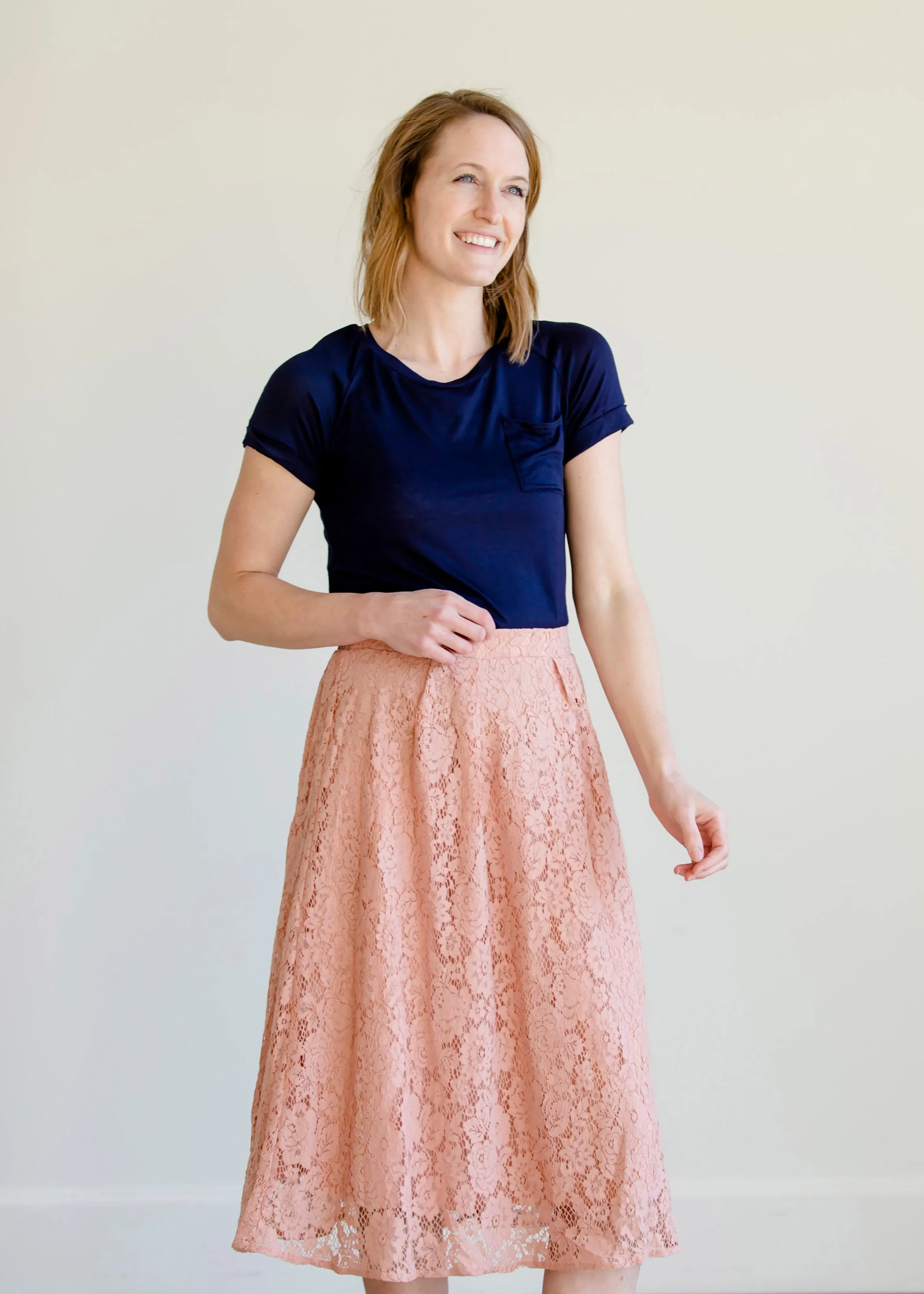 Lace Stretch Waist Midi Skirt - FINAL SALE