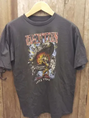 Led Zeppelin 1973 Tour Angel & Zeppelin Vintage Black T-Shirt