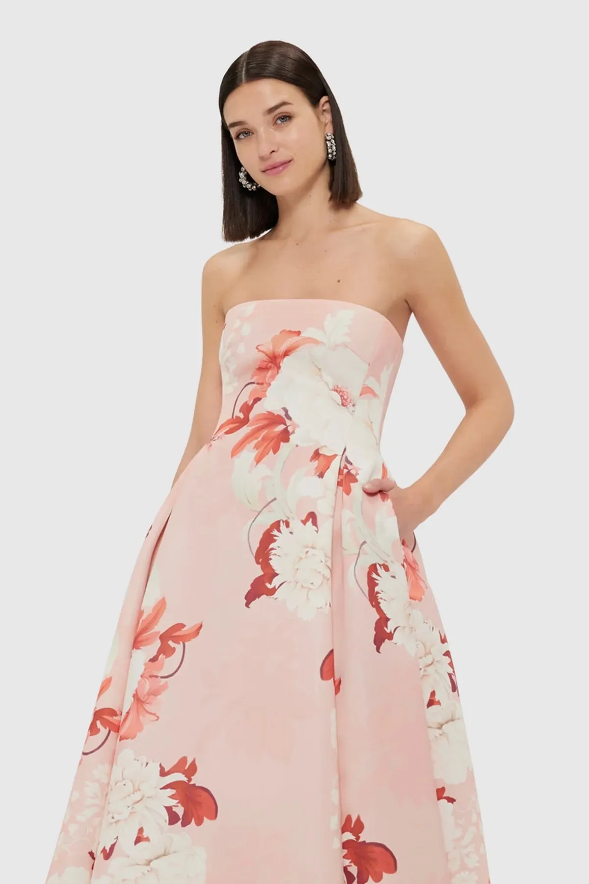 Leo Lin Nora Bustier Maxi Dress - Peony Print