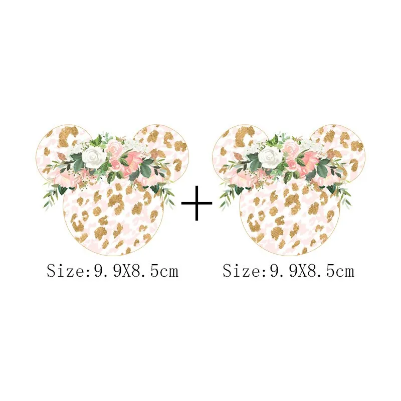 Leopard Print Flower Sticker On Clothes DIY Thermal Stickers For T-Shirts Fashion Girls Patch On Clothing Iron On Transfer Patch