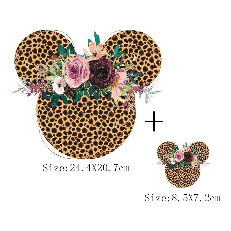 Leopard Print Flower Sticker On Clothes DIY Thermal Stickers For T-Shirts Fashion Girls Patch On Clothing Iron On Transfer Patch