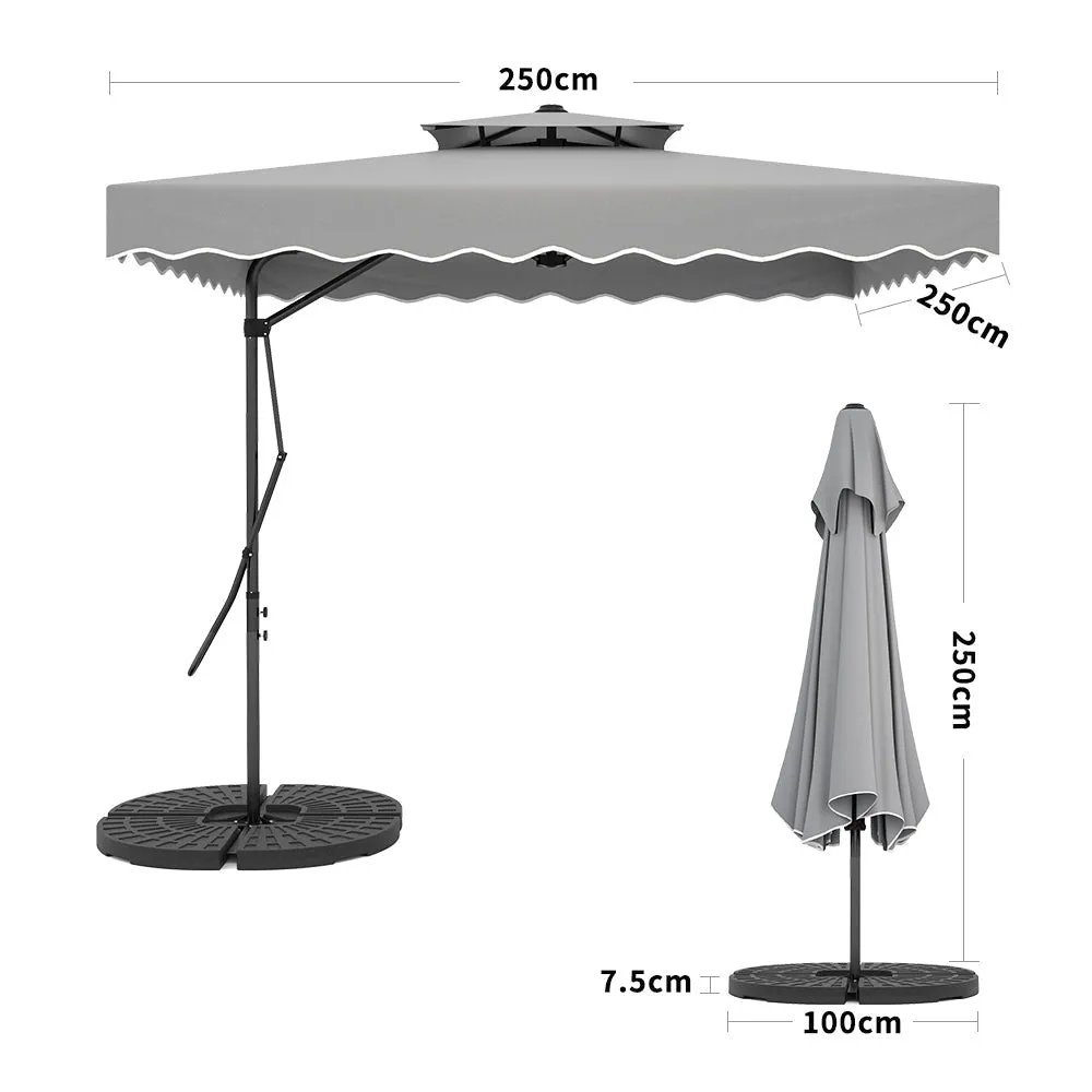 Light Grey Square Parasol with Vent