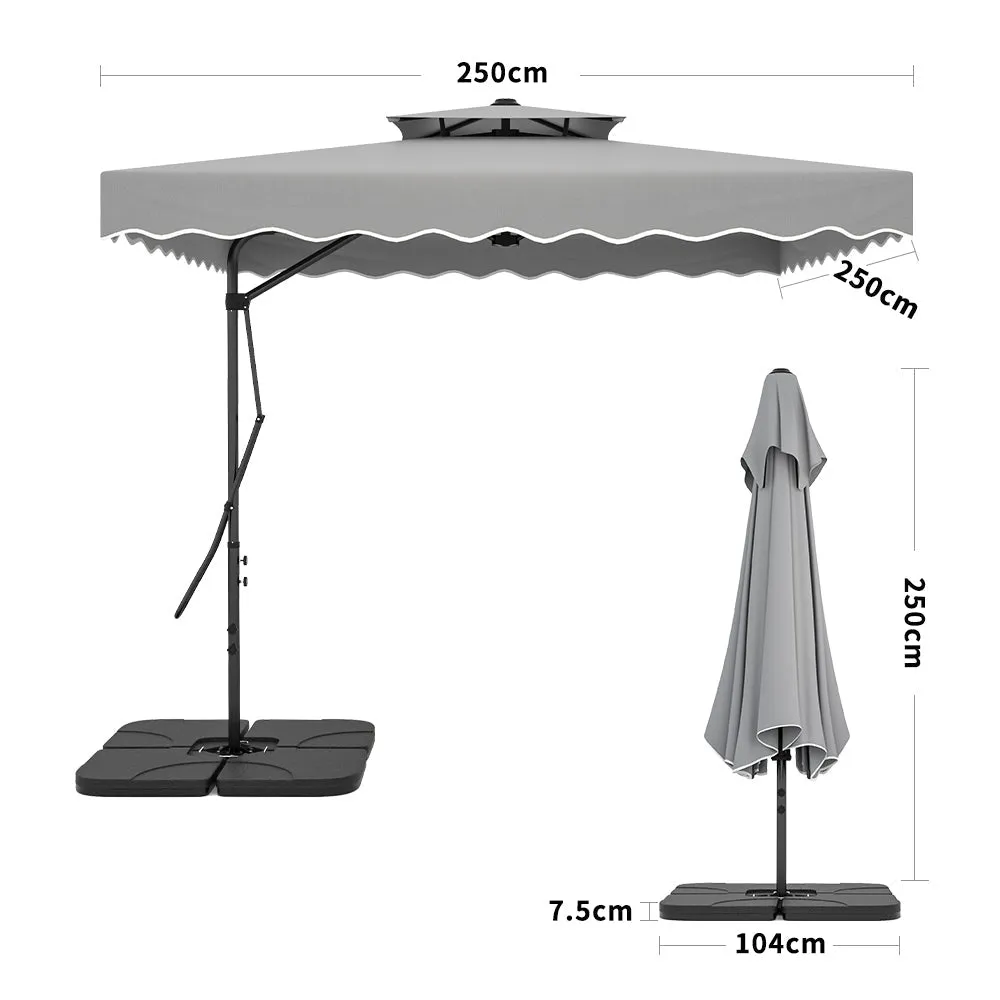 Light Grey Square Parasol with Vent