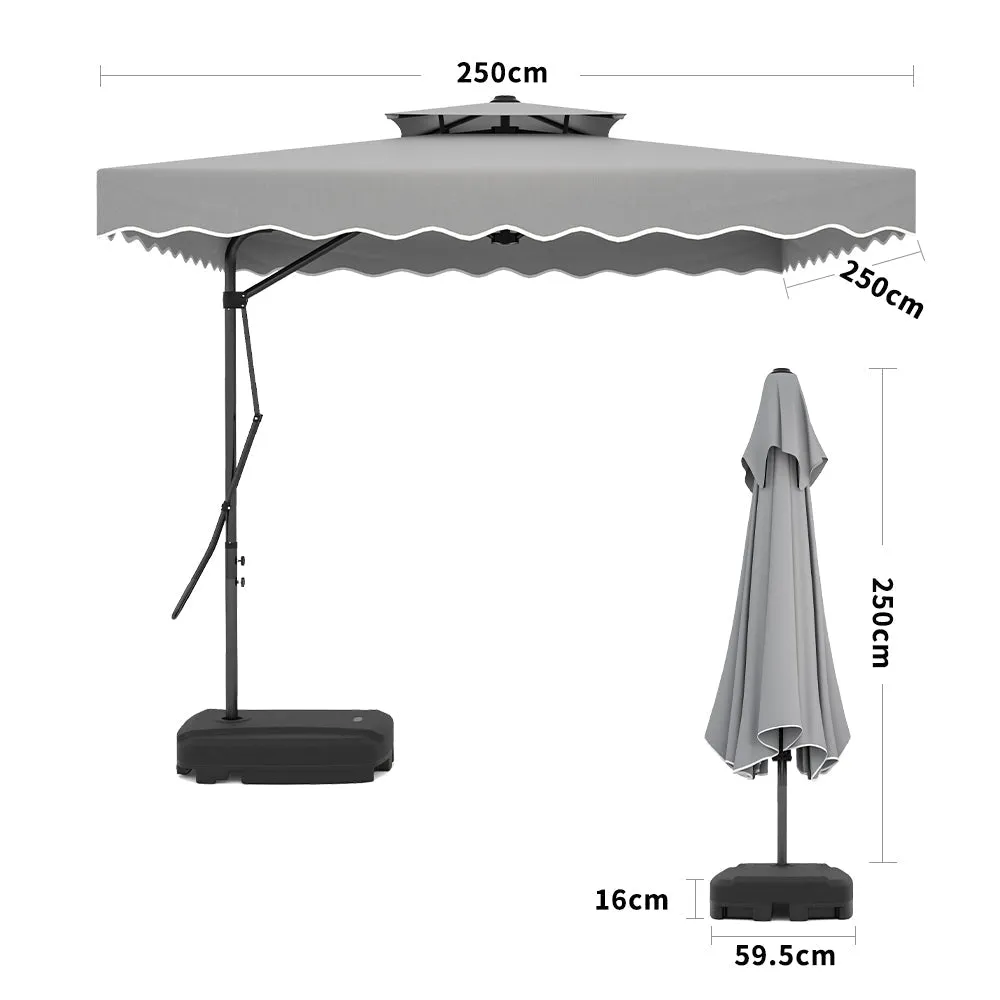 Light Grey Square Parasol with Vent