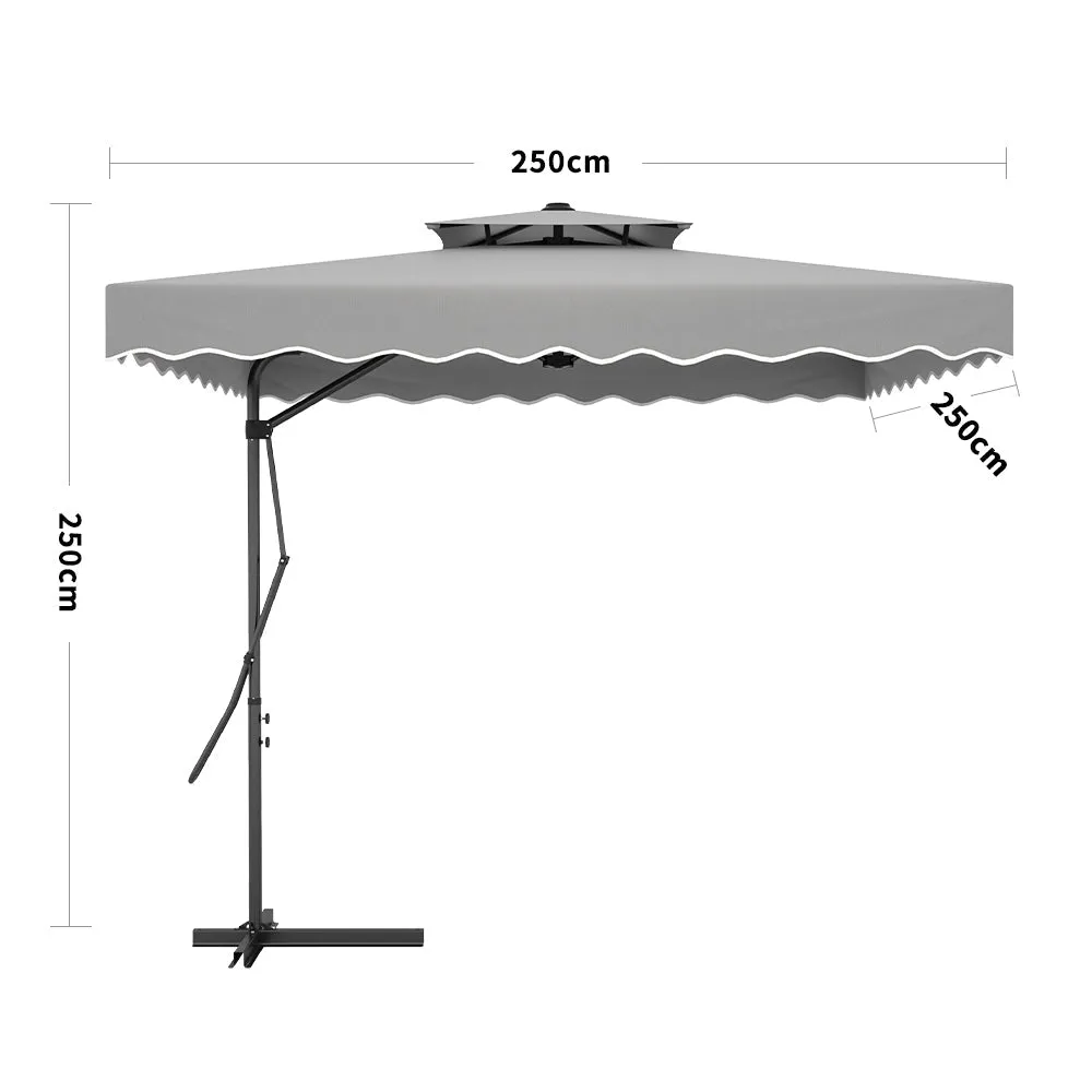 Light Grey Square Parasol with Vent