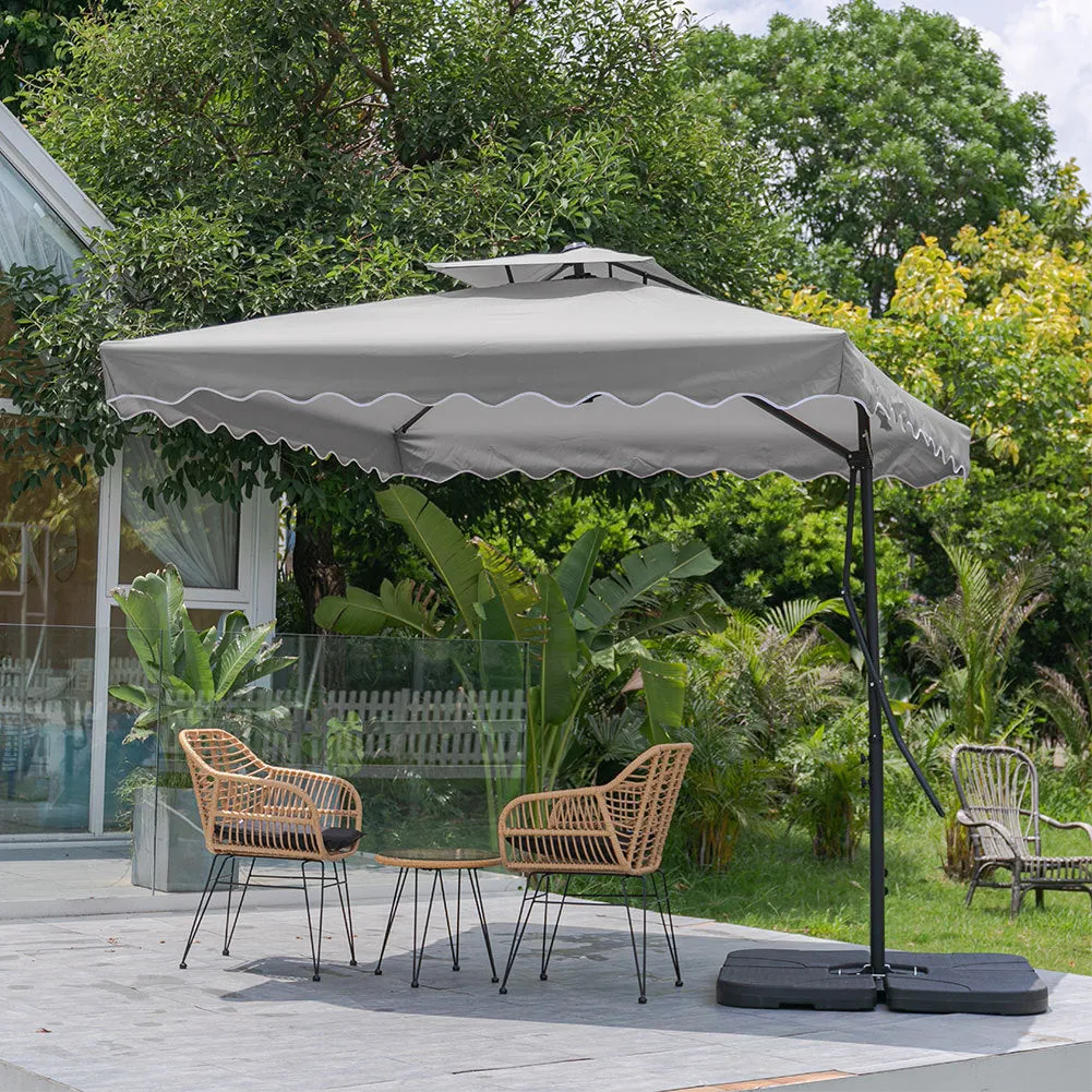 Light Grey Square Parasol with Vent