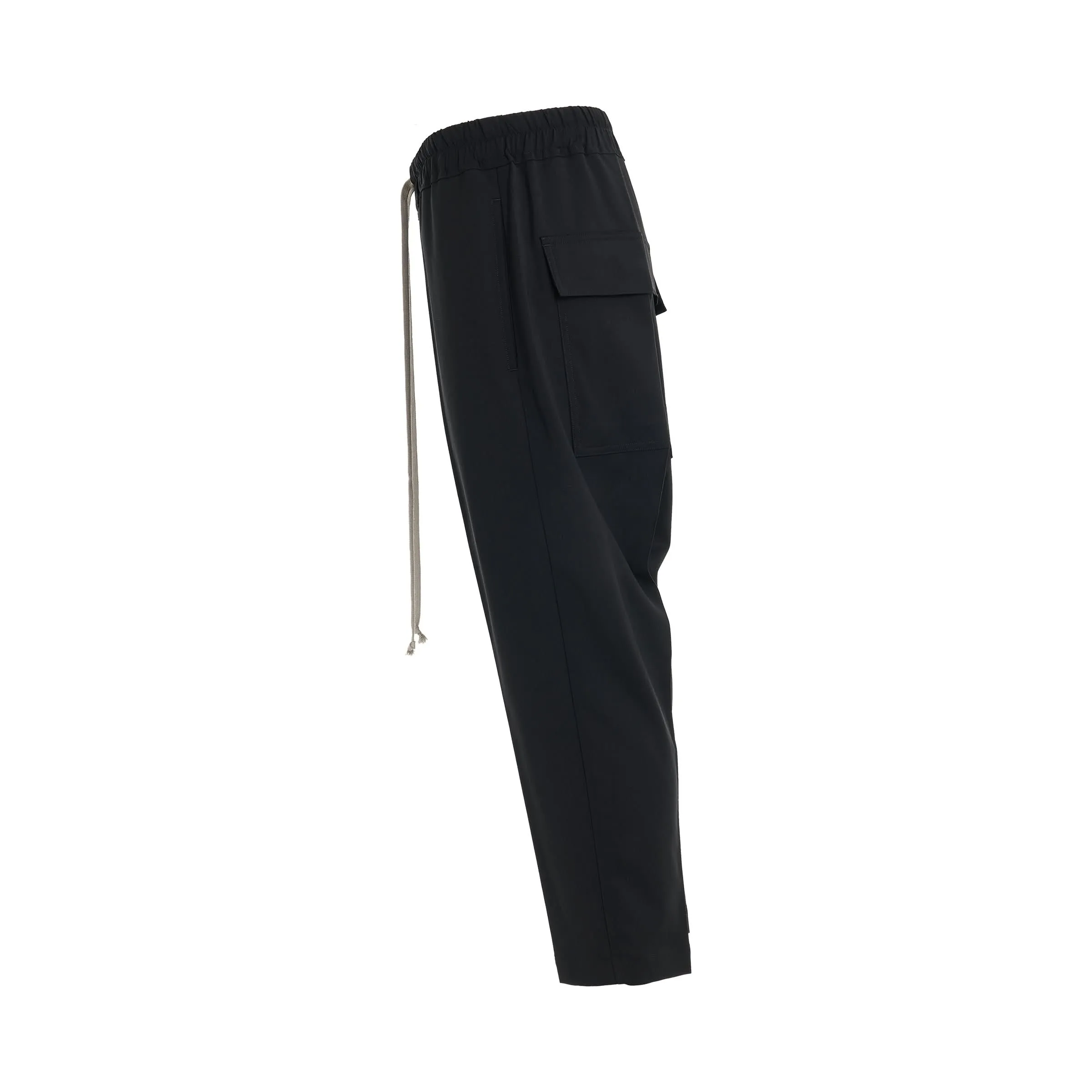 Light Wool Drawstring Astaires Cropped Pants in Black