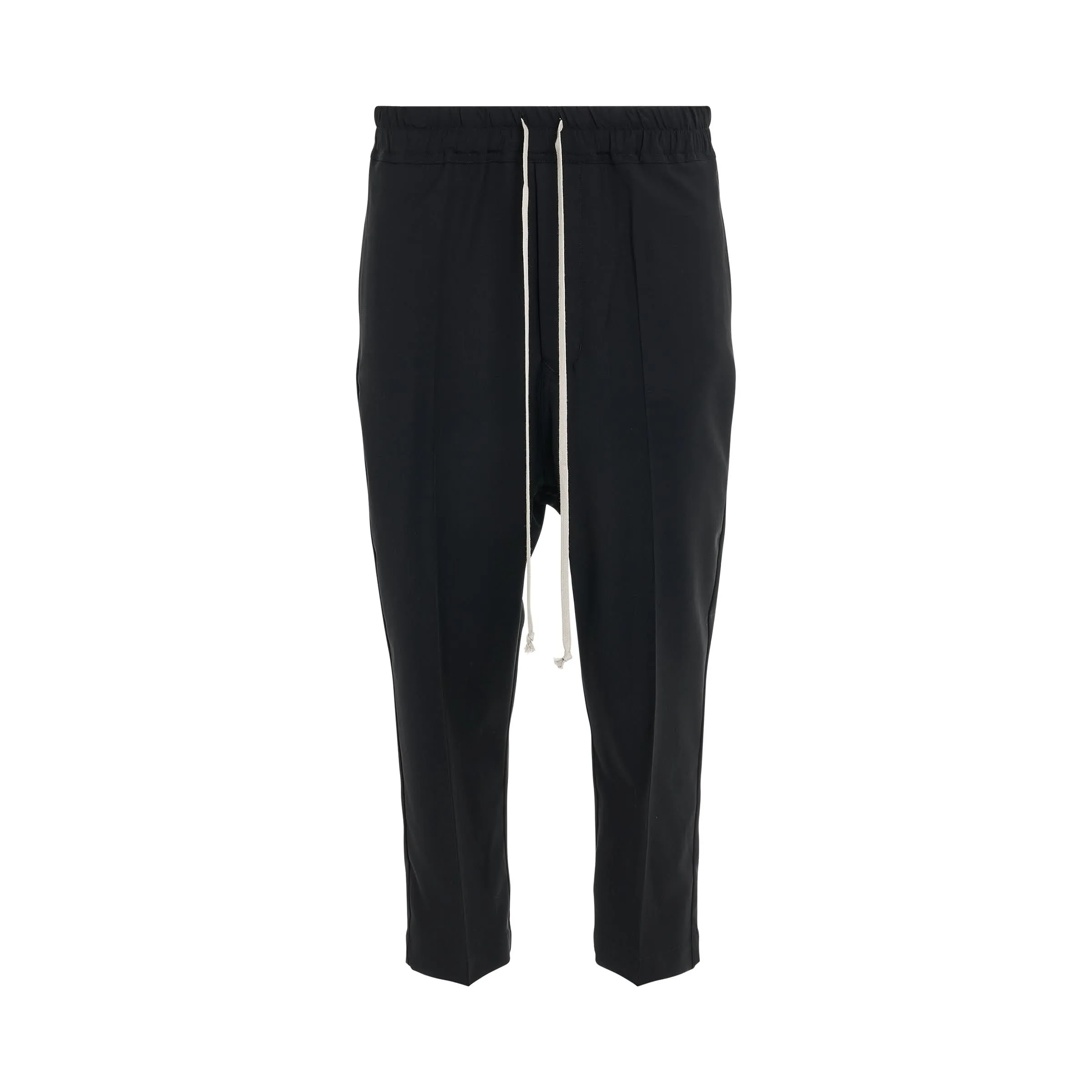 Light Wool Drawstring Astaires Cropped Pants in Black