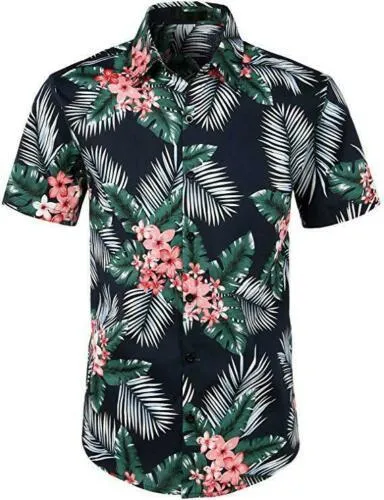 Linen Short Sleeve Shirt Men Summer Floral Loose Baggy Casual Hawaii Holiday Beach Shirt Tee Tops Buttons Blouse National Style