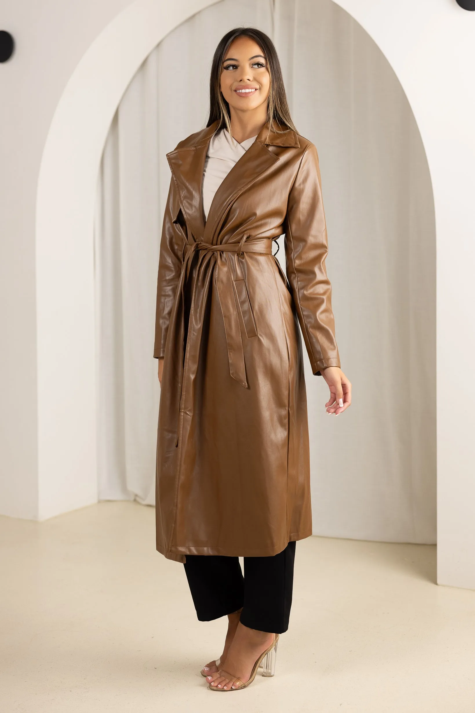 Lola Leather Trench Coat