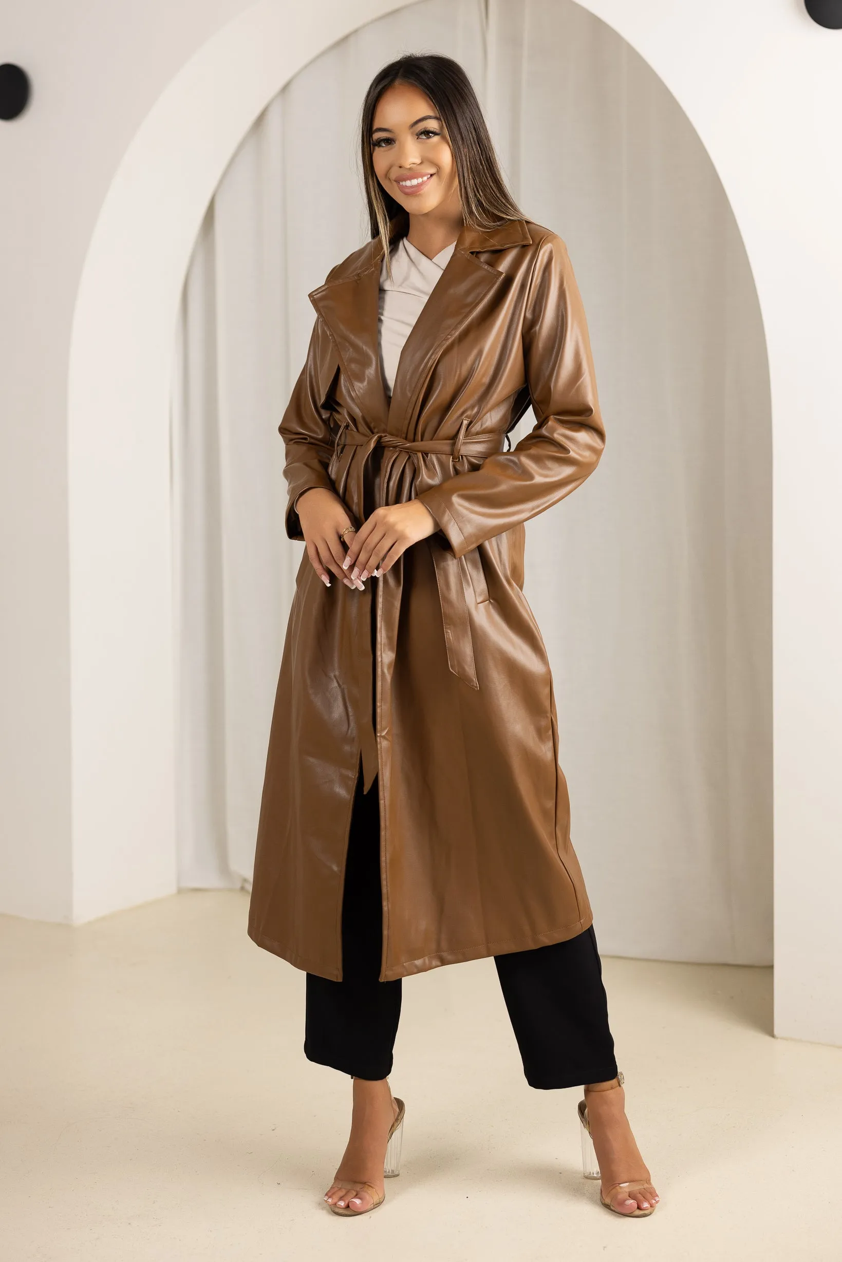 Lola Leather Trench Coat