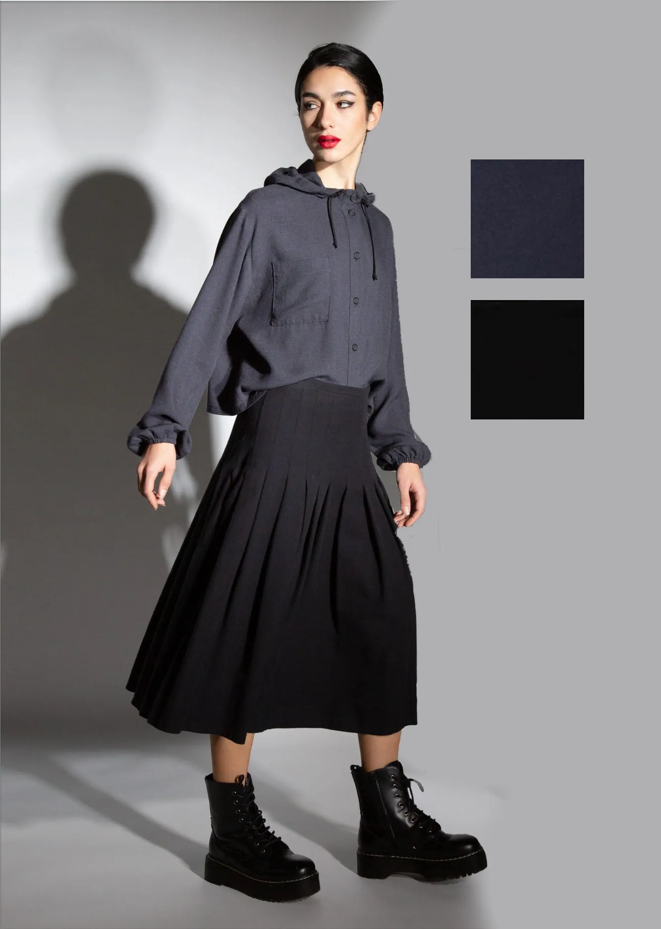 Lurdes Bergada Pleated Midi Skirt 220 - 2 Colours