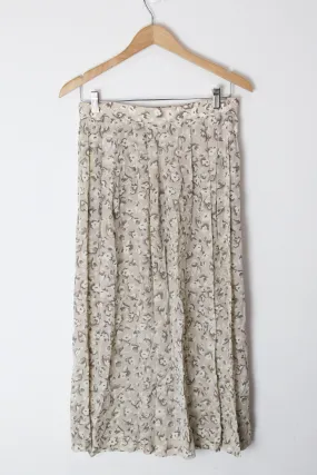 [M] Taupe Pleated Floral Skirt