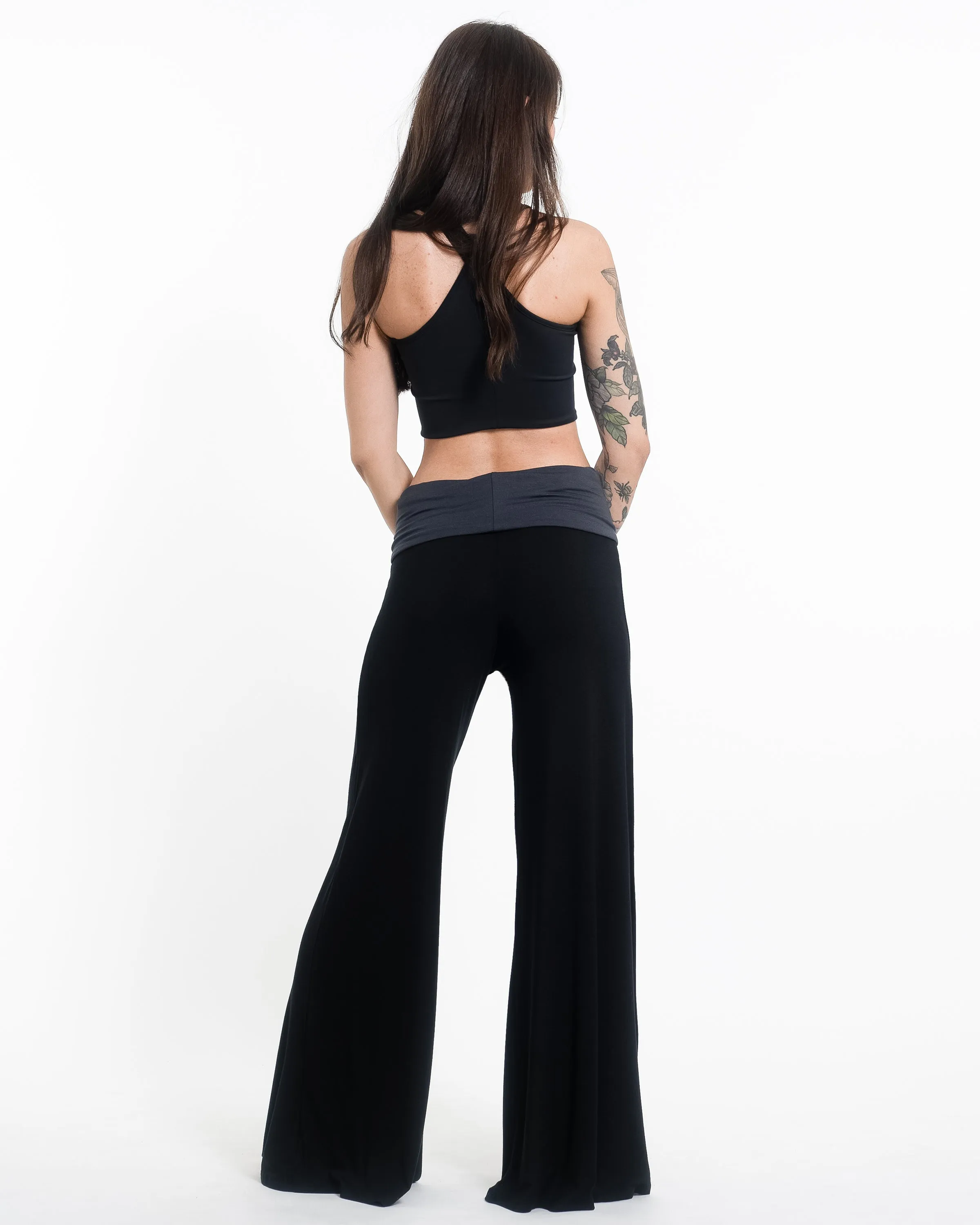 Mandala Spandex Wide Leg Palazzo Pants in Black