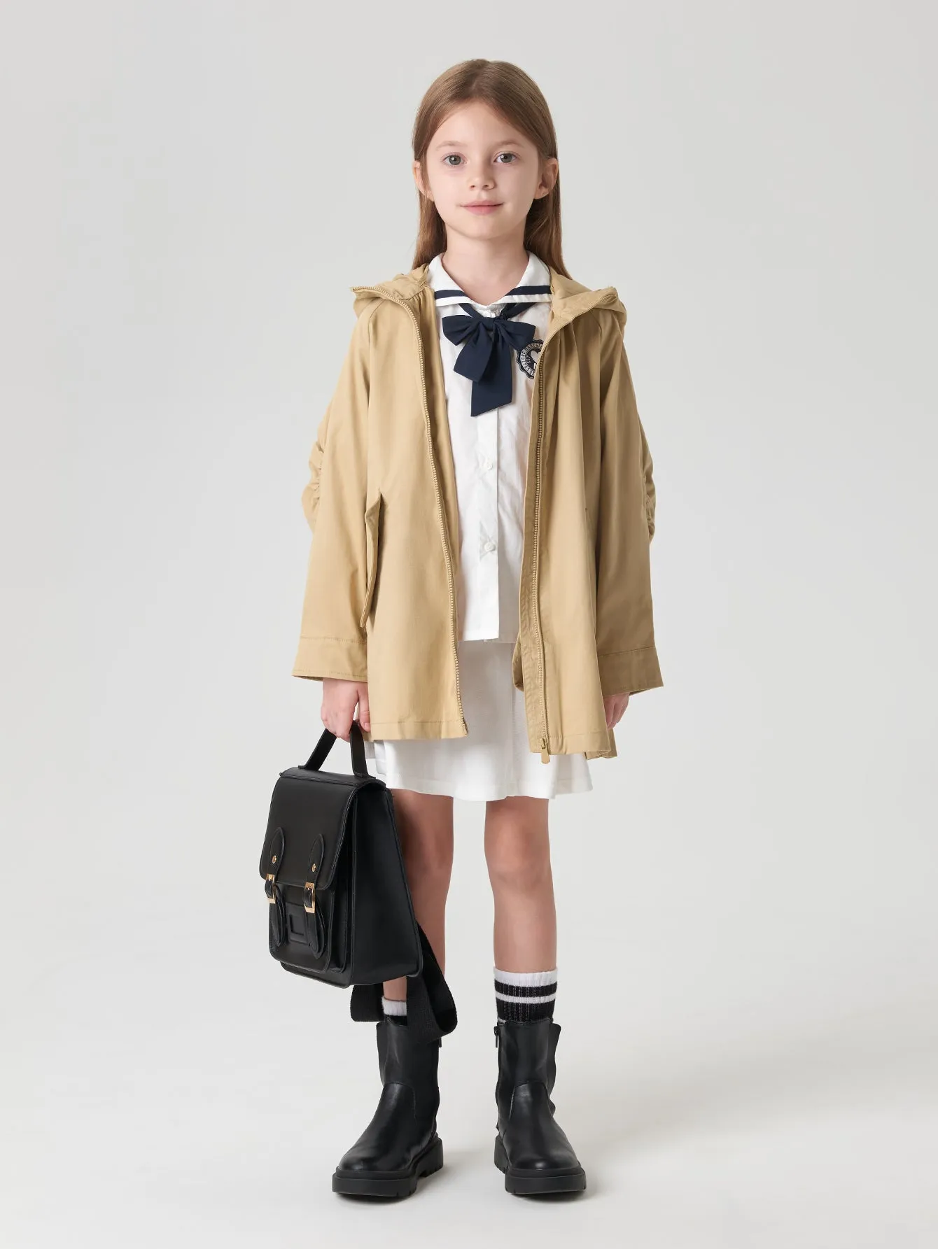 MARC & JANIE Girls Loose Hooded Trench Coat 240189