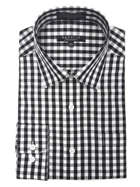 Marquis Men's Gingham Checkered Long Sleeve Modern Fit Shirt