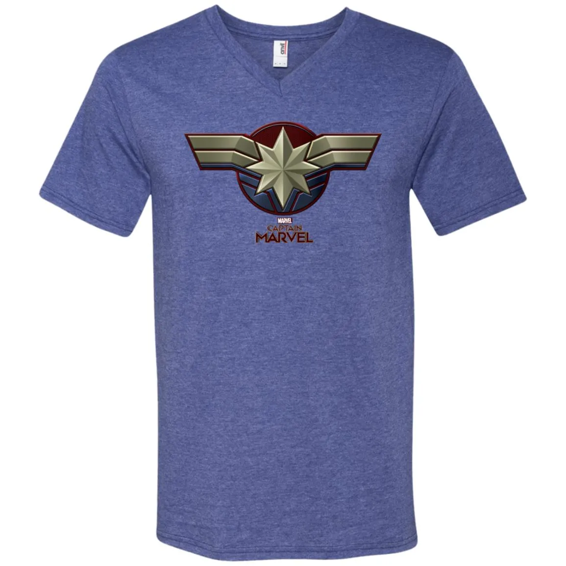 Marvel Captain Marvel Movie Chest Symbol Men V-Neck T-Shirt