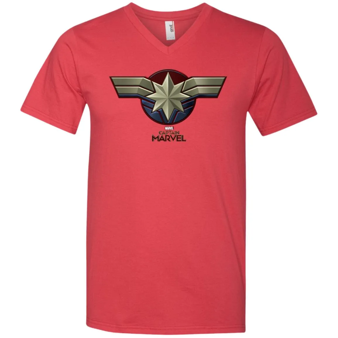 Marvel Captain Marvel Movie Chest Symbol Men V-Neck T-Shirt