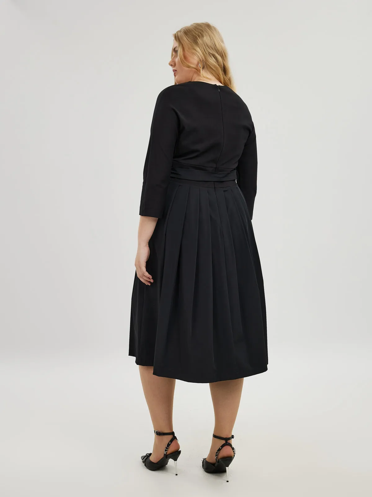 Mat Black A-Line Midi Dress