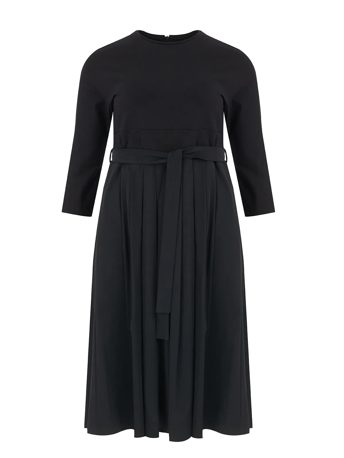 Mat Black A-Line Midi Dress