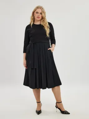 Mat Black A-Line Midi Dress