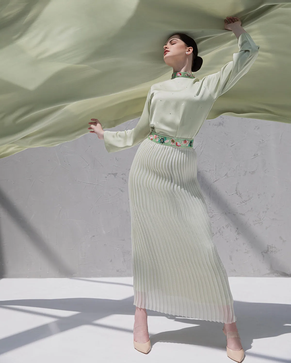 Matcha Pleated Dress