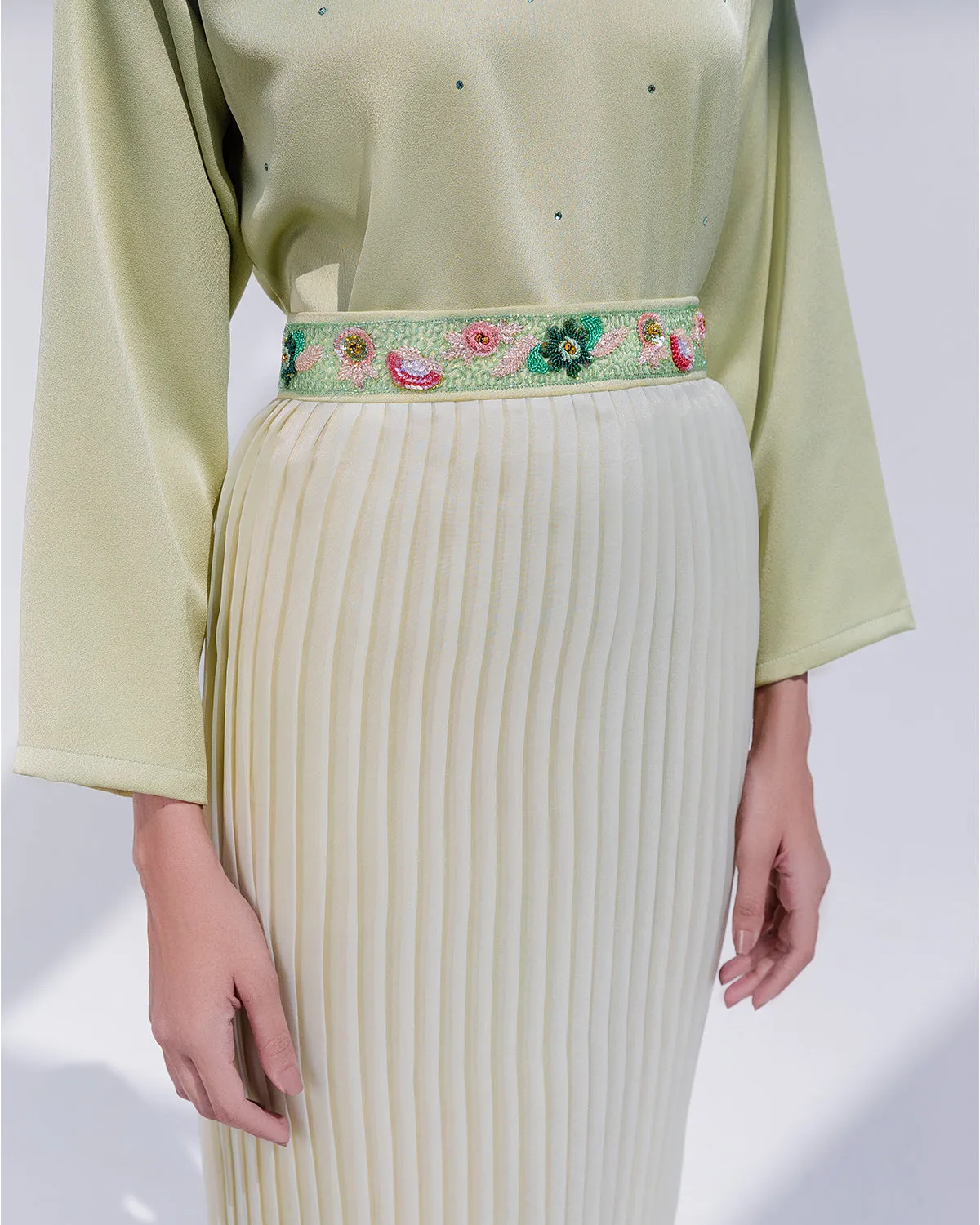 Matcha Pleated Dress