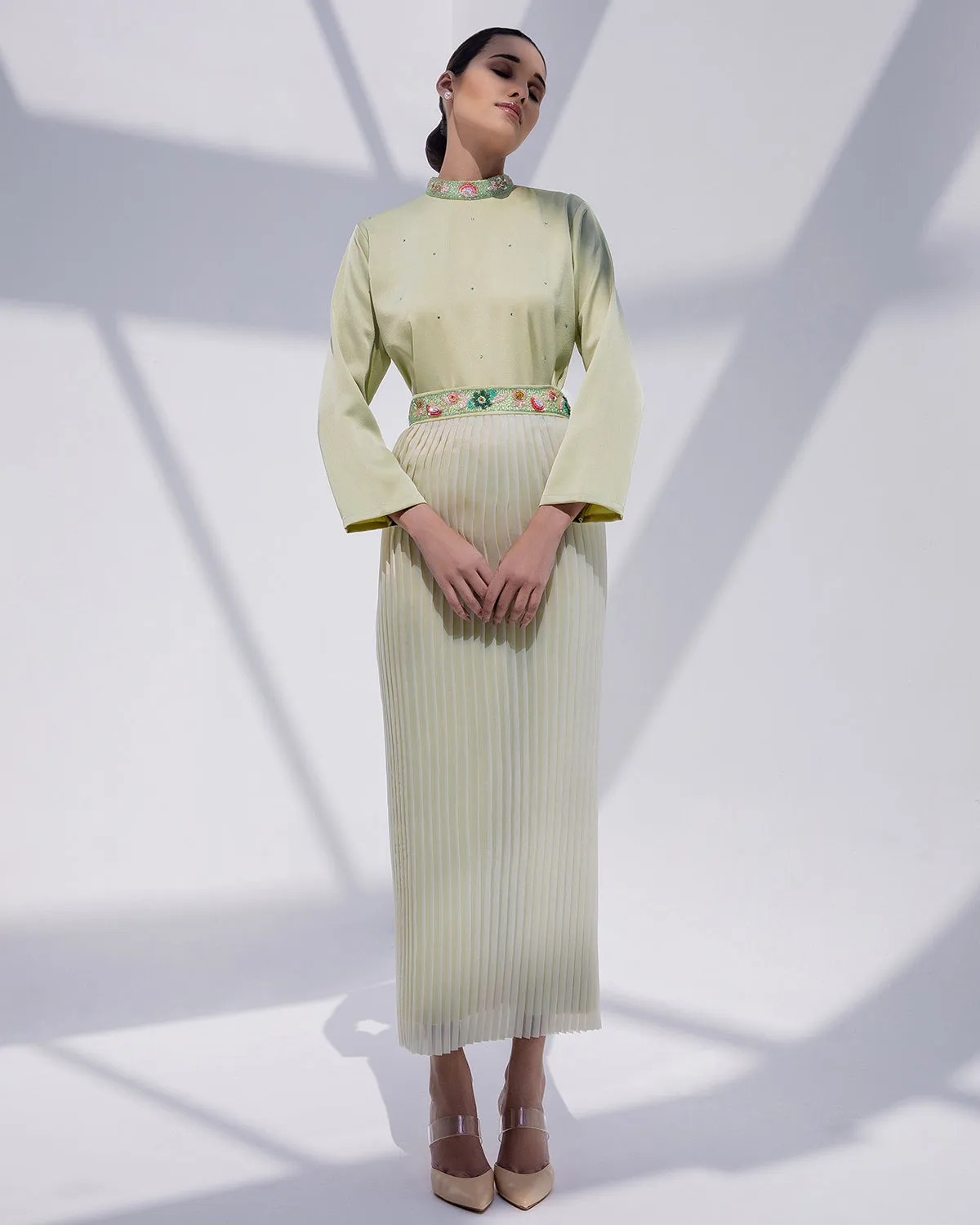 Matcha Pleated Dress