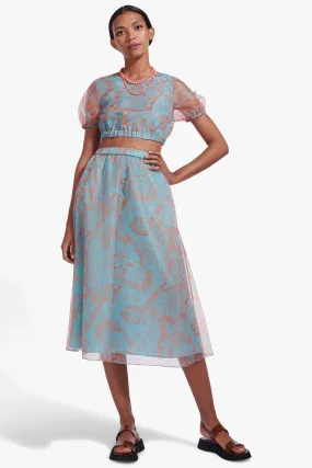 MATTIA SKIRT | FLORAL WAVE TURQUOISE