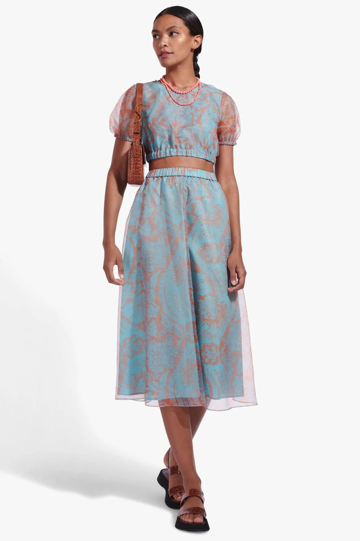 MATTIA SKIRT | FLORAL WAVE TURQUOISE