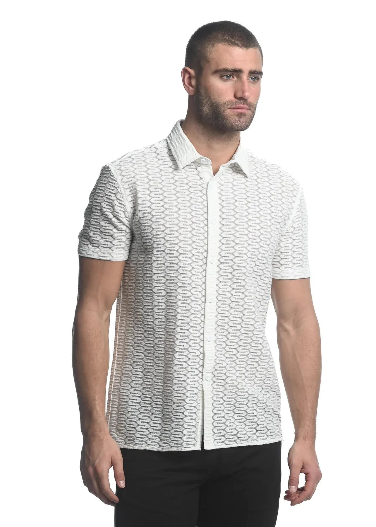 MAZE HEX STRETCH KNIT GOSSAMER S/S SHIRT