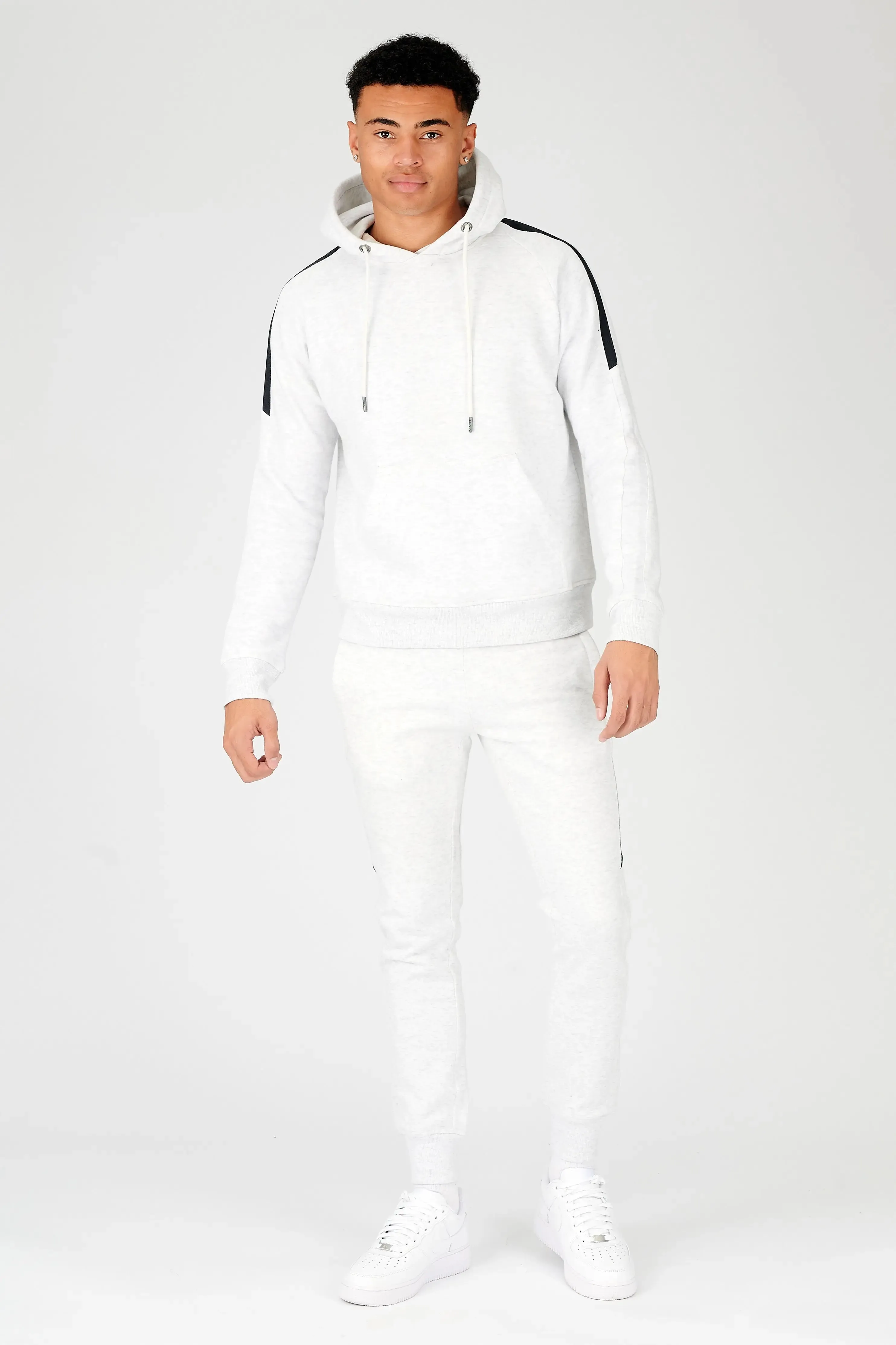 Men's Half Side Panel Pullover Hoodie - White