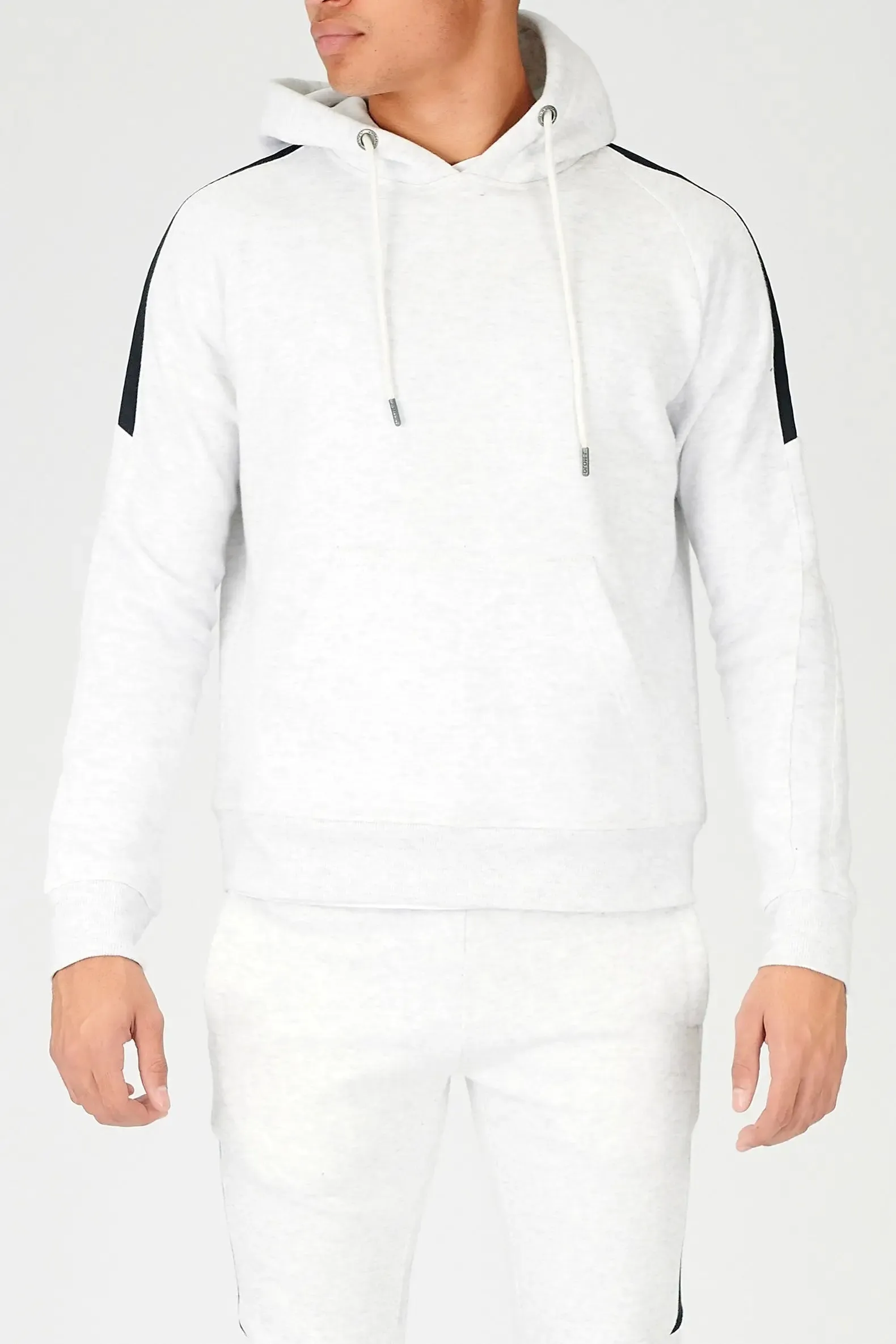 Men's Half Side Panel Pullover Hoodie - White