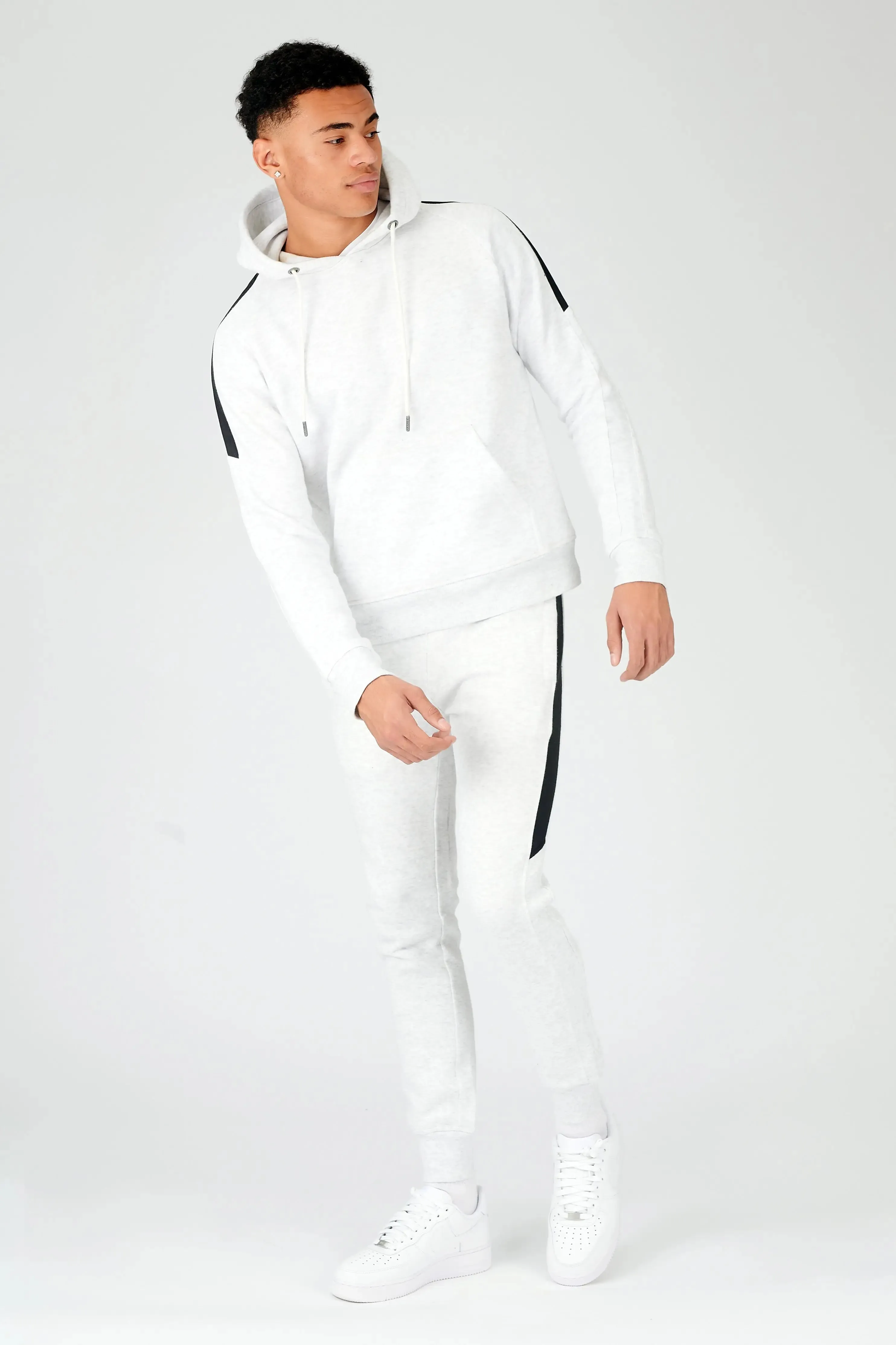 Men's Half Side Panel Pullover Hoodie - White