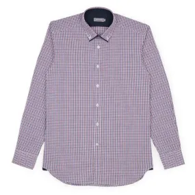 Mens Red and Blue Double Collar Check Shirt