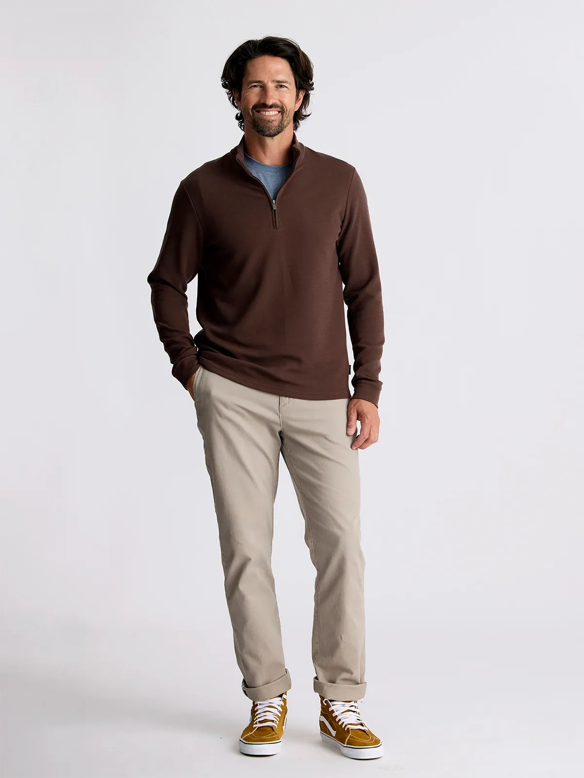 Men's Waffle Quarter Zip - Chestnut