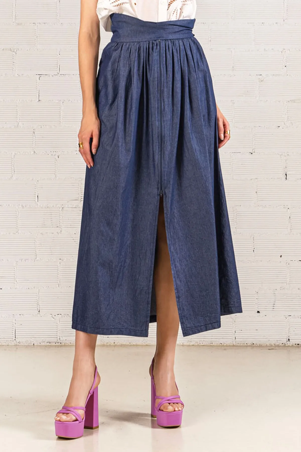 MIDI DENIM SKIRT "PAXI" BLUE