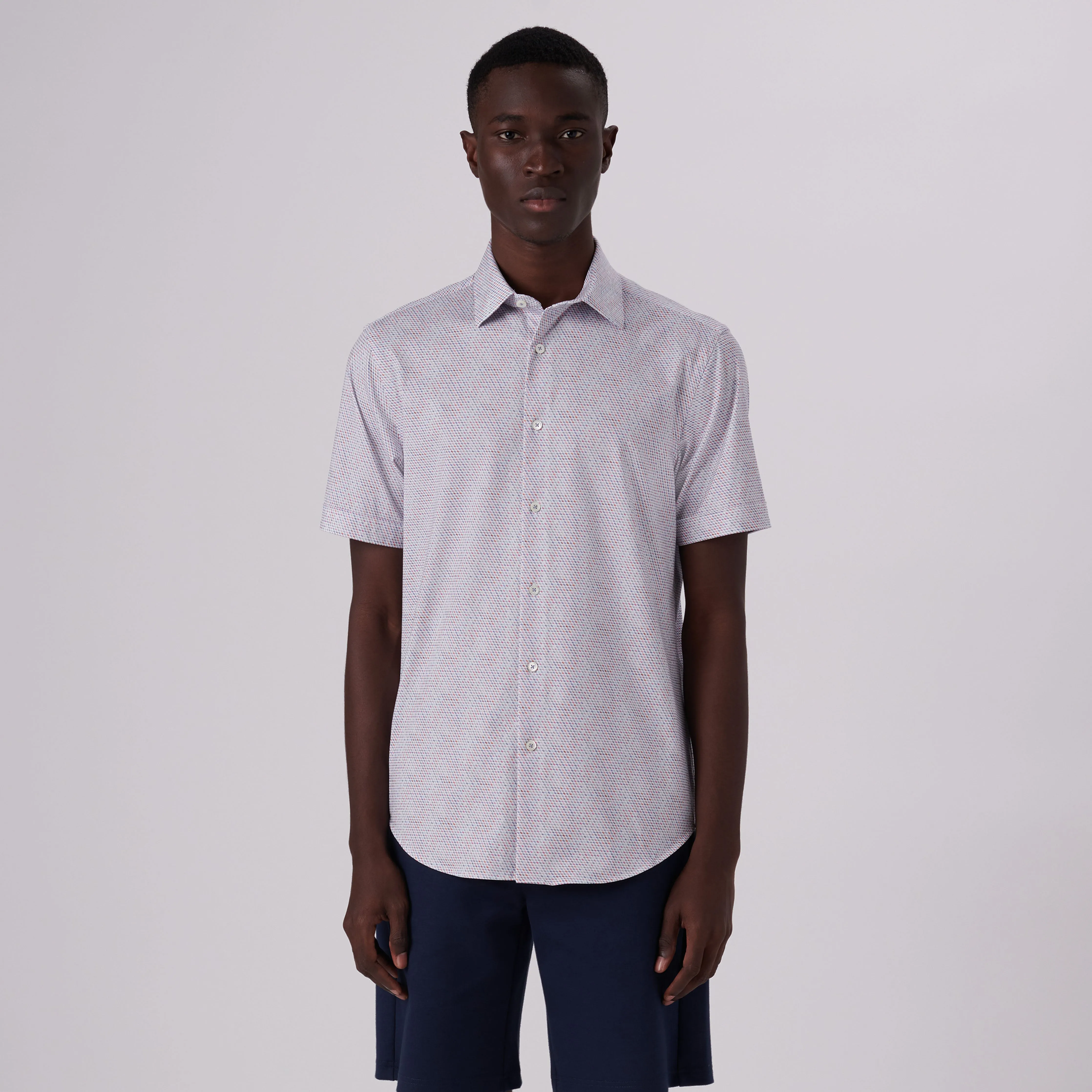 Miles Honeycomb Print OoohCotton Short Sleeve Shirt