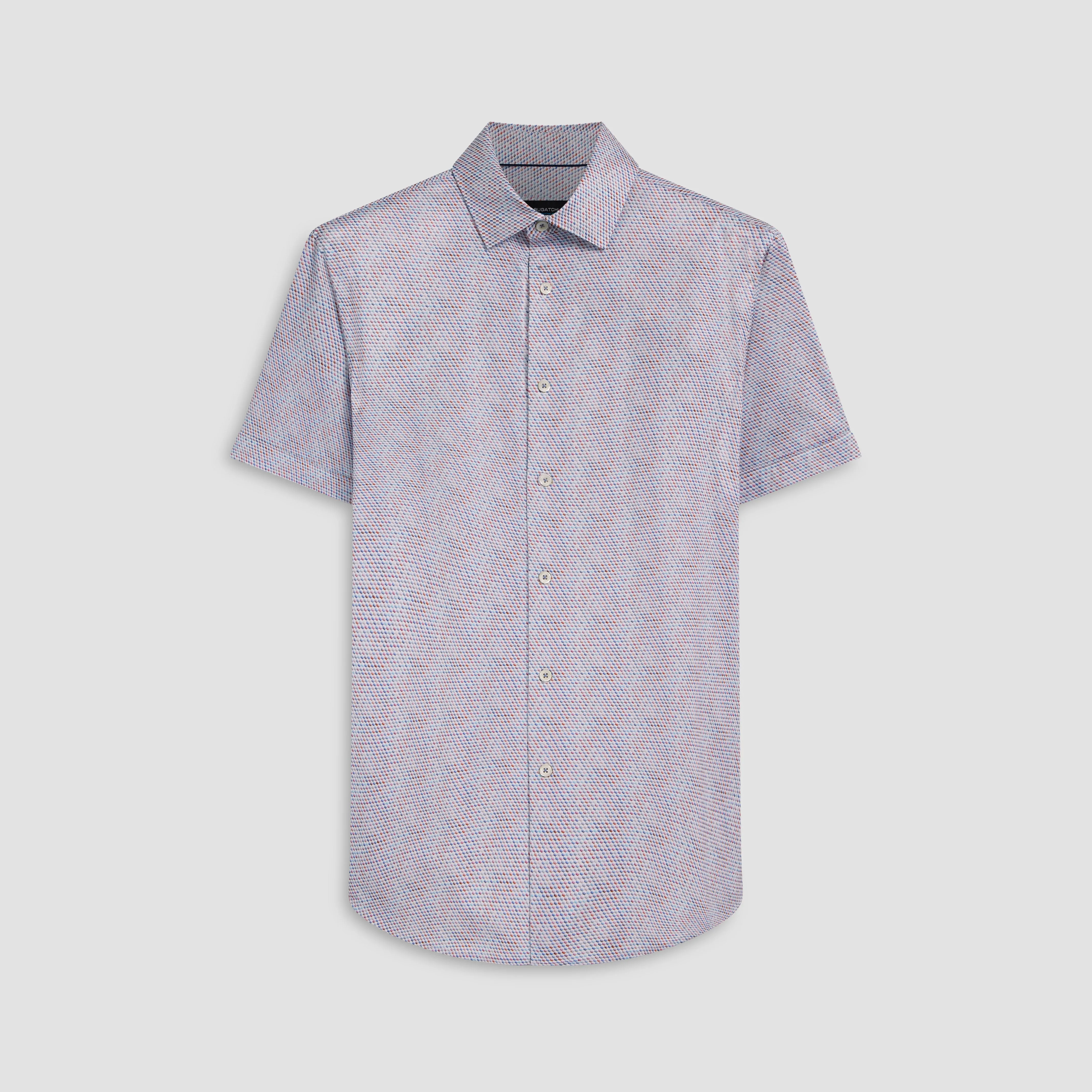 Miles Honeycomb Print OoohCotton Short Sleeve Shirt