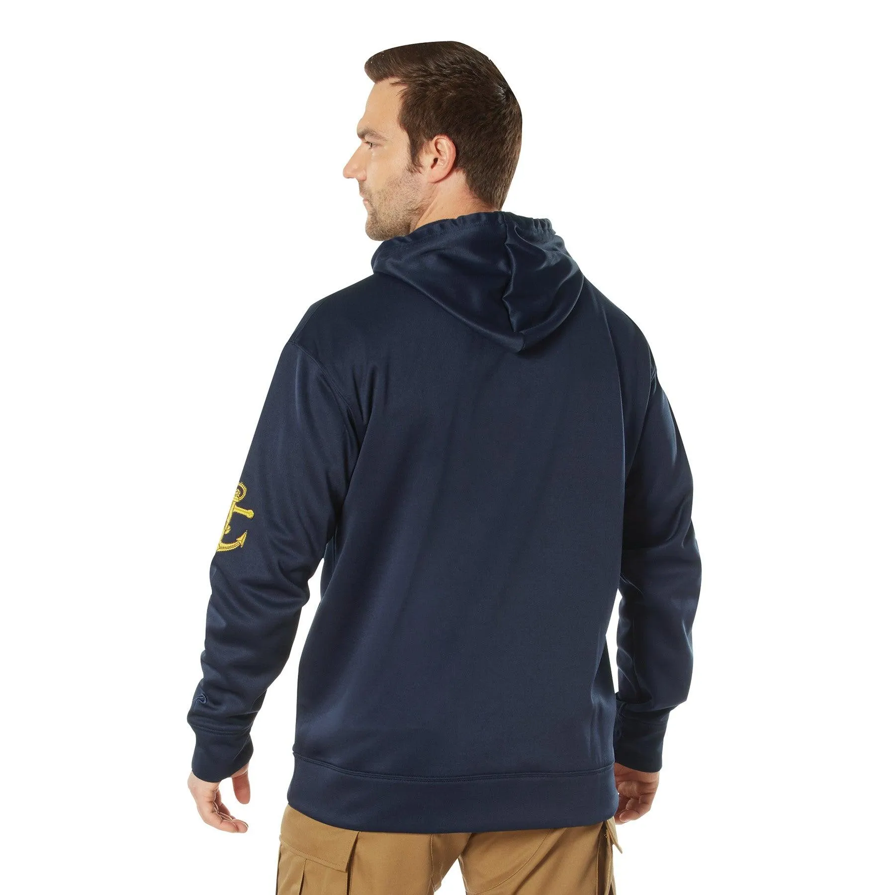 Navy Emblem Pullover Hooded Sweatshirt