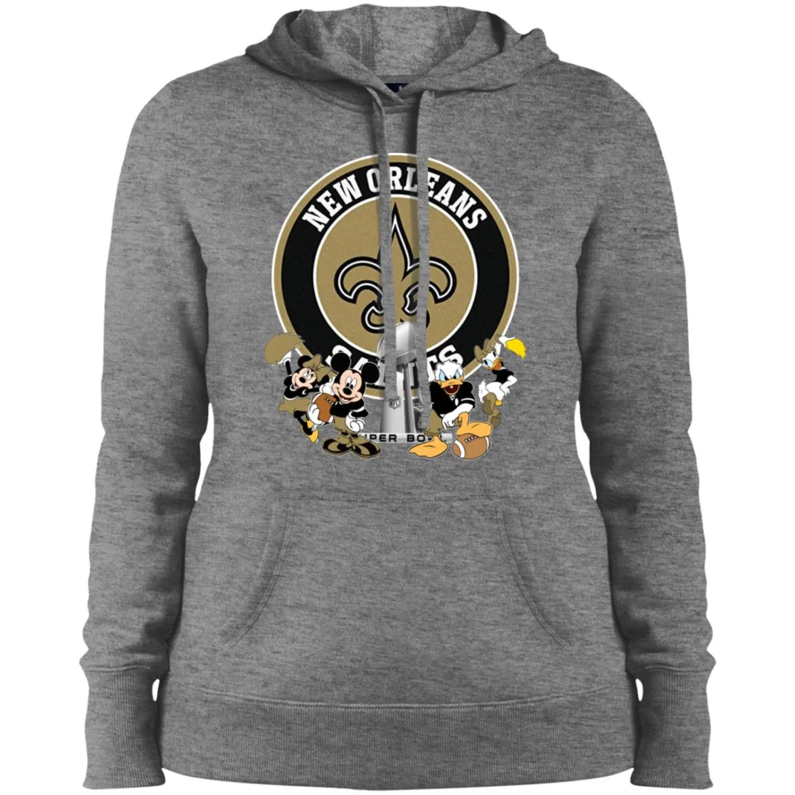 Nfl – New Orleans Saints Super Bowl 2019 Mickey Mouse Minnie Mouse Donald Duck Daisy Duck Football Women Hooded Sweatshirt