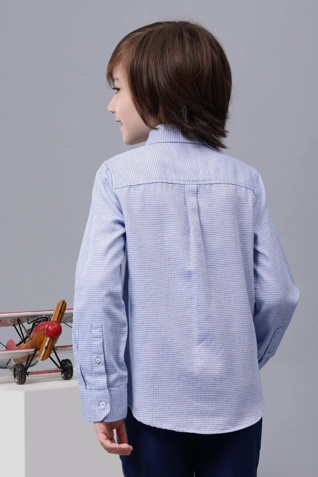 One Friday Kids Boys Full sleeves Cotton Blue Shirt