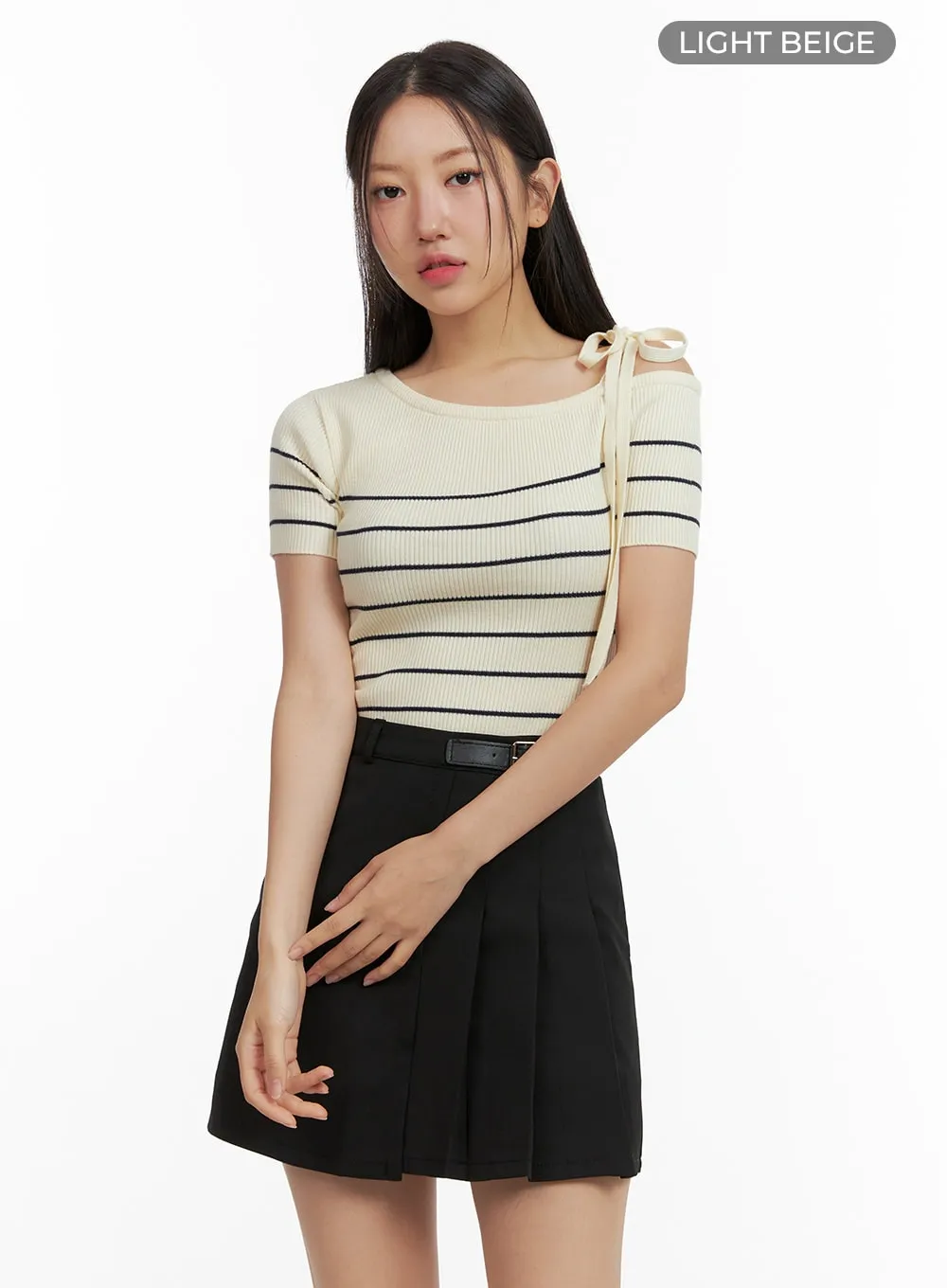 One Off-Shoulder Stripe Top OU407